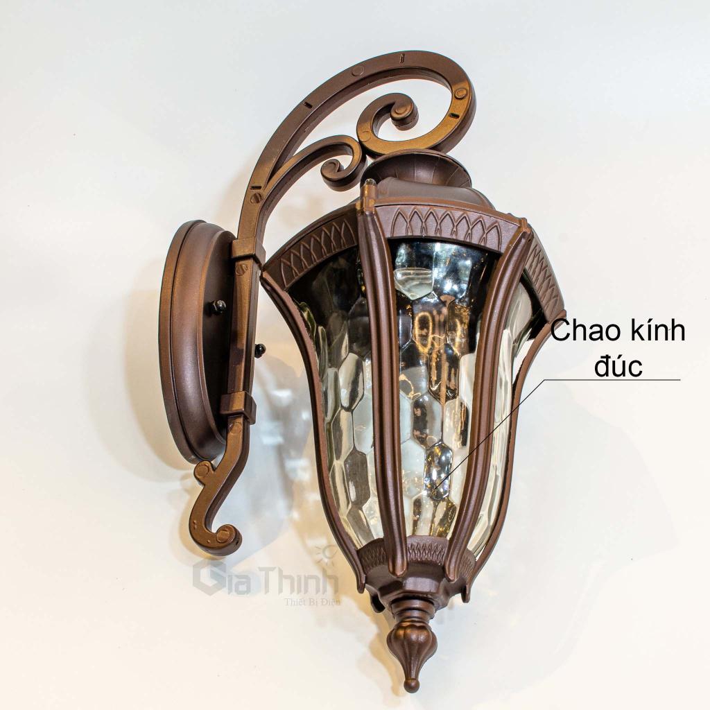 Đèn cột hiên ngoài trời GT6687, vỏ nhôm nhôm chao kính chống nước, chống côn trùng, kích thước 42cm x 24cm