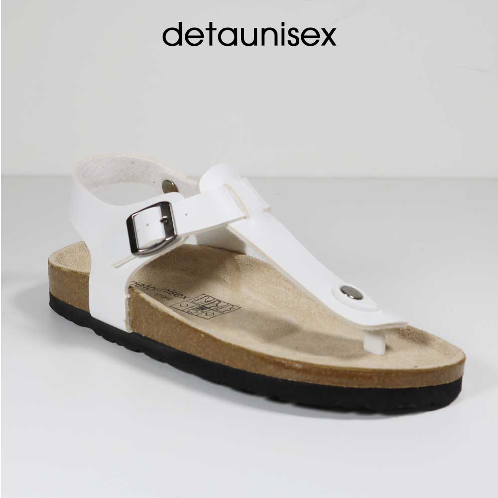 Giày Sandal Quai Hậu Đế Trấu Kẹp Ngón Nam Nữ Detaunisex Màu TRẮNG - SATA11T