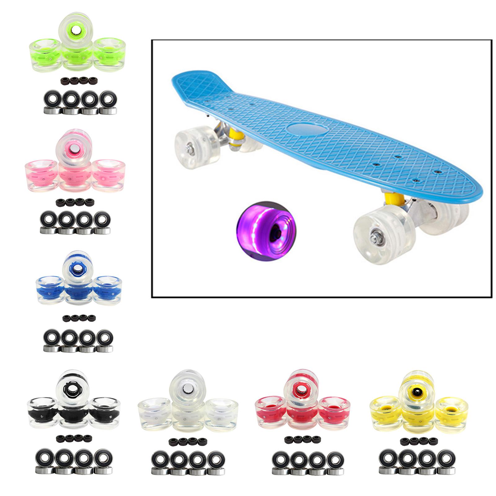 4 Pcs Light Up Roller Skate Wheels, Outdoor Luminous Skateboard Big Wheels for Skating & Skateboard