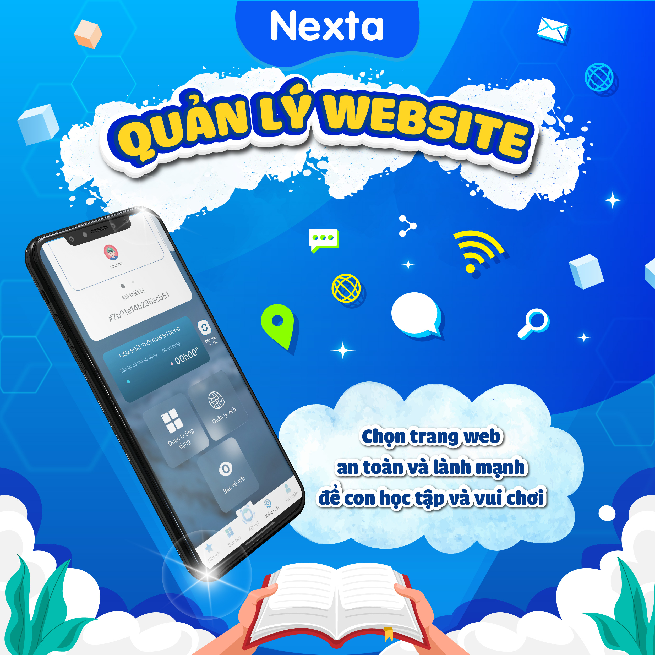Máy tính bảng học tập thông minh Nexta Edutab Kid cho bé từ 5-8 tuổi - quản lý thời gian cho trẻ - 1 đổi 1 trong vòng 30 ngày, bảo hành 12 tháng