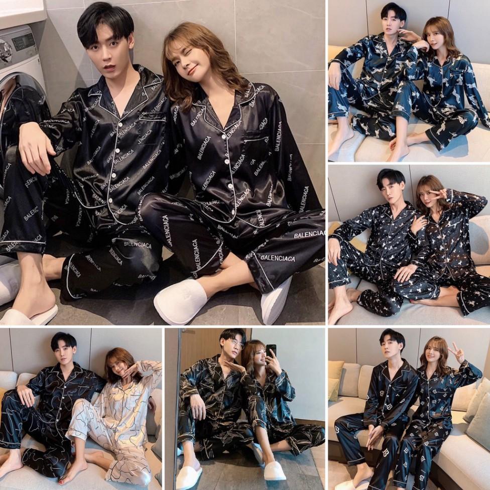 Bộ đồ ngủ Pijama lụa Satin sang trọng cho các cặp đôi - Bộ đồ đôi nam nữ (hàng có sẵn)