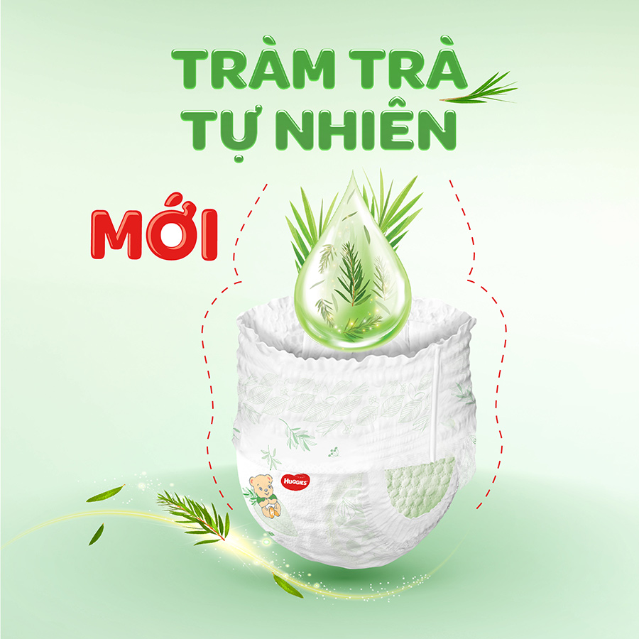 Tã Quần Huggies Dry Tràm Trà Tự Nhiên Gói Trung + Tặng 6 miếng