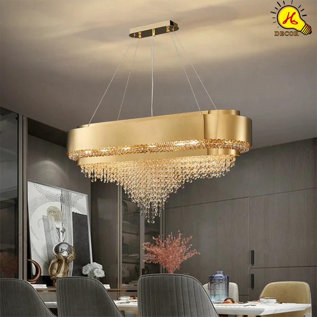 Đèn thả pha lê bàn ăn phòng khách HQ - mã PLT0156 - thiết kế hiện đại, ánh sáng 3 màu dịu nhẹ, tiết kiệm điện HQ DECOR (HÀNG NHẬP KHẨU)
