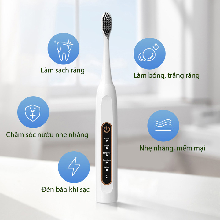 Máy đánh răng cầm tay dùng pin sạc E7 với 5 chế độ tùy chọn
