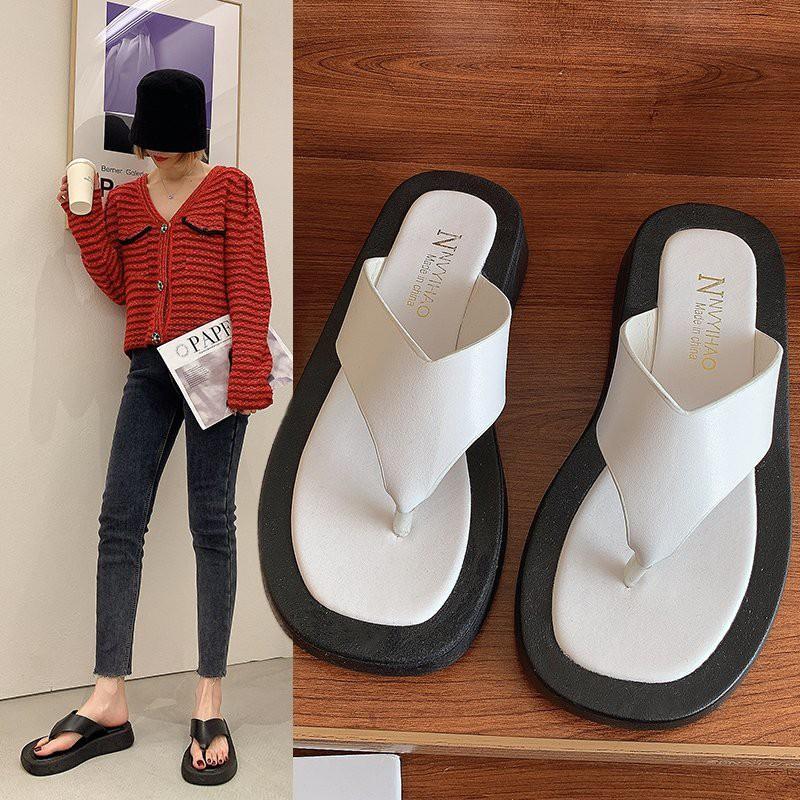 Dép Xỏ Ngón Đế Bằng Mũi Vuông Thời Trang Mùa Hè Dành Cho Nữ