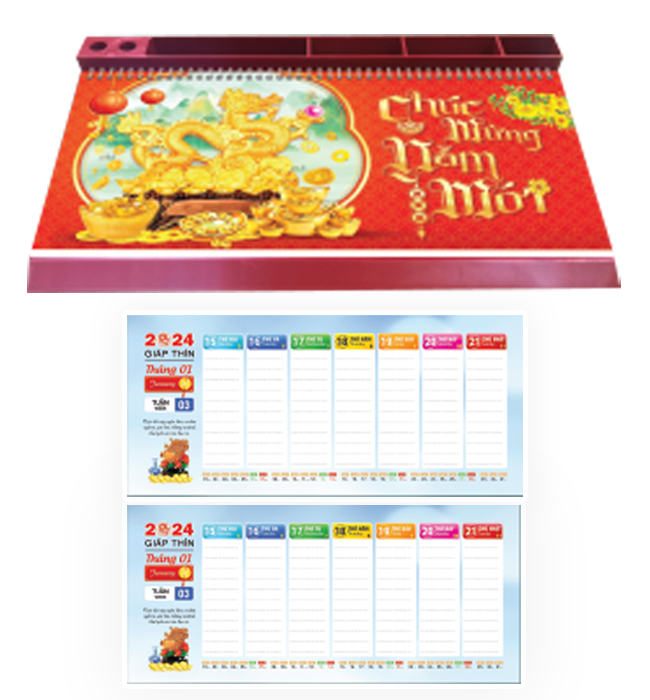 MS255- Lịch bàn 53 tuần đế nhựa  4 màu