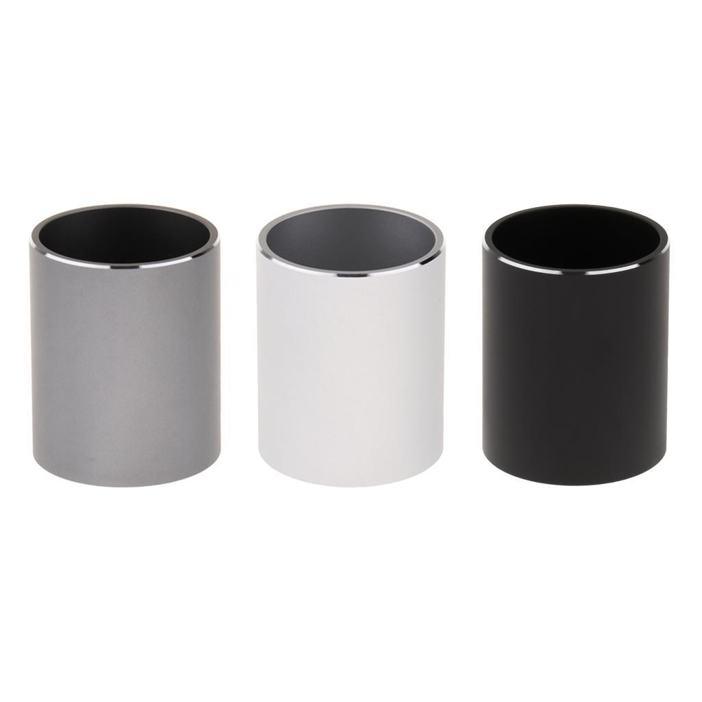 Aluminum Alloy Cylindrical Style Pen Holder Pencil Holder Container - Black