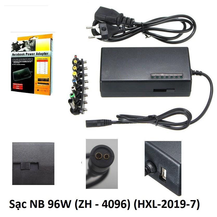 Sạc laptop đa năng 96W ZH 4096 kèm 8 đầu chuyển - có thể thay đổi điện áp 12V / 15V / 16V / 18V / 19V / 20V / 24V (đen)