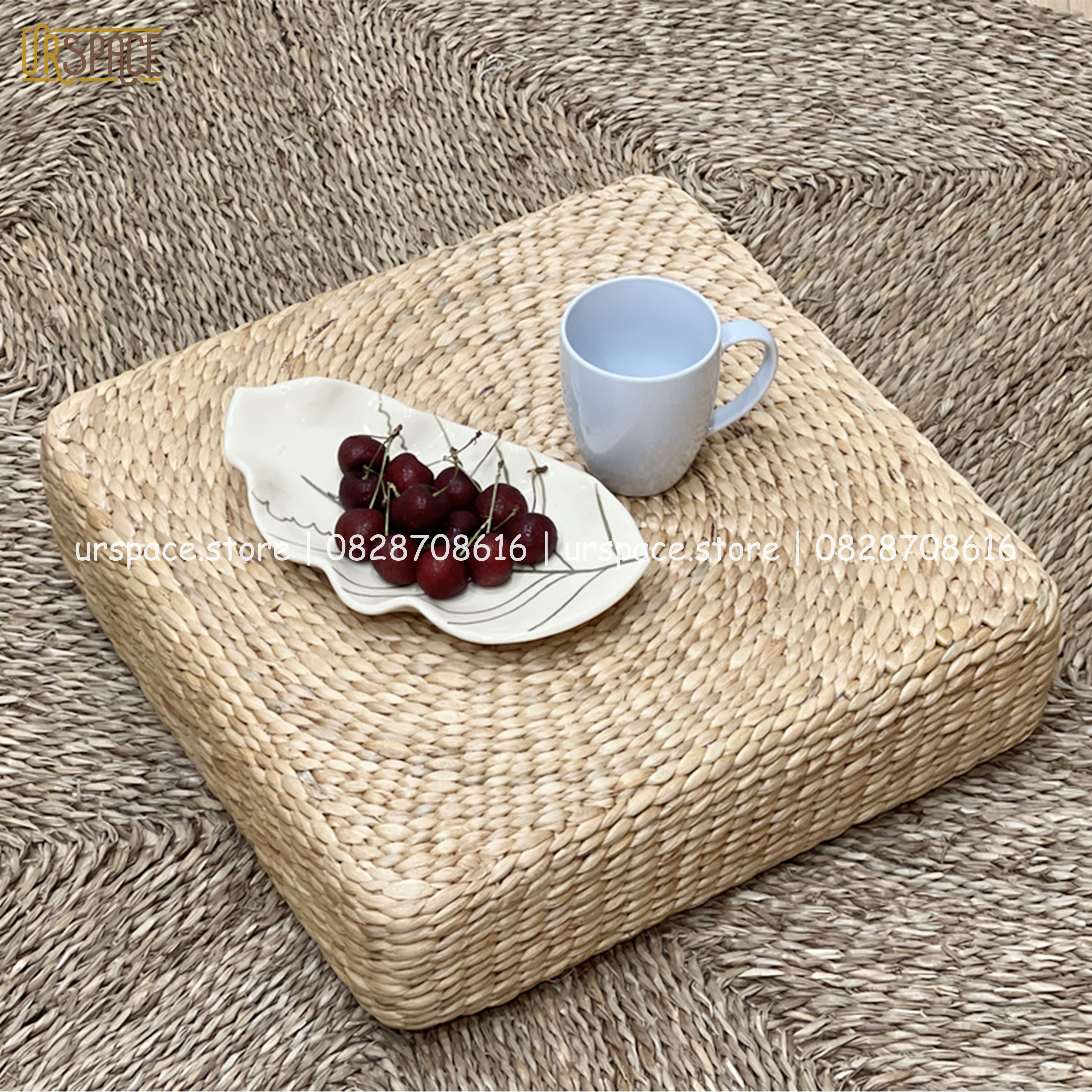 Đệm ngồi thiền đệm cói hình vuông phong cách Nhật/ Seagrass Meditation Cushion Natural Color