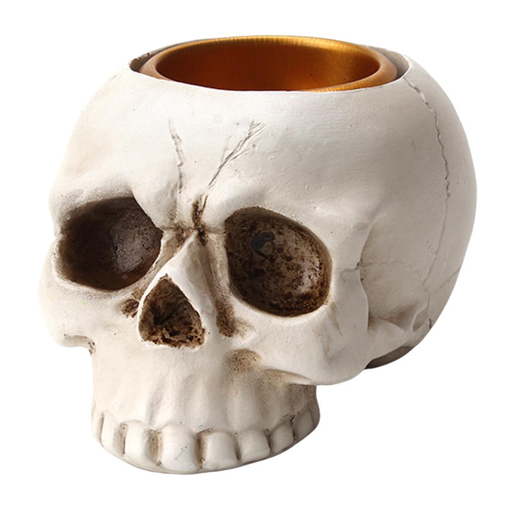Human Skull Candle Holder Candlestick for Halloween Decor