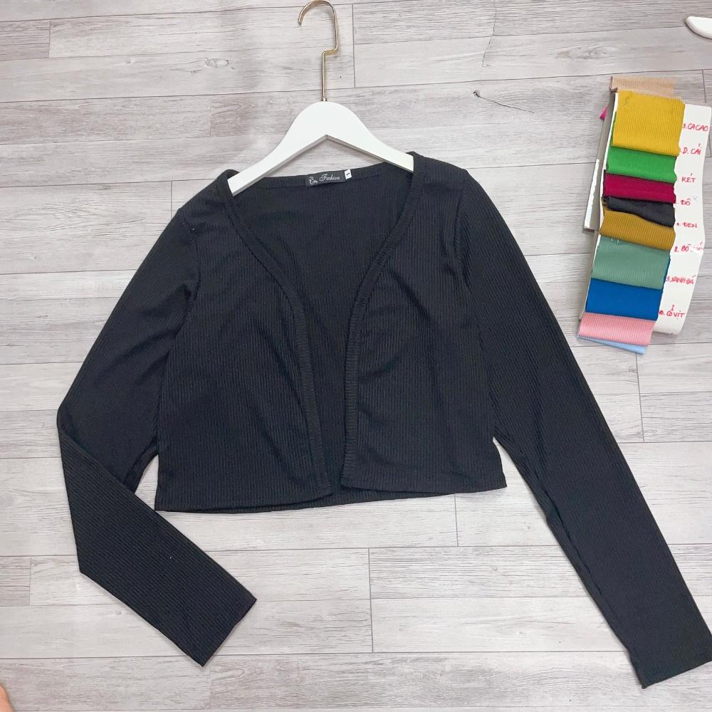 Áo khoác cardigan bigsize nữ thun gân cao cấp, Áo khoác ngoài dnags lửng Chuppy 58-95kg BIGSIZE CÔ NHỎ G116 - Màu đen
