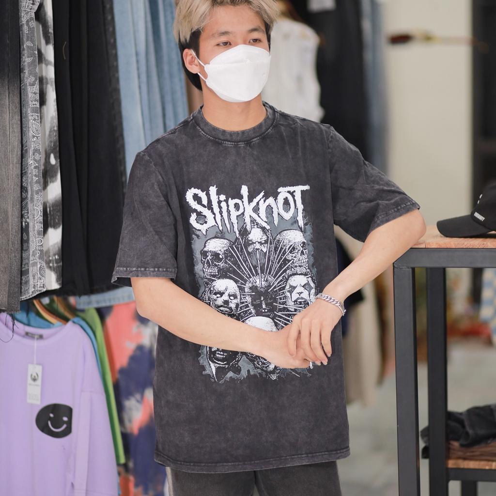 Áo thun loang đen SLIPKNOT tay lỡ nam nữ chất liệu cotton 100% cao cấp dáng unisex