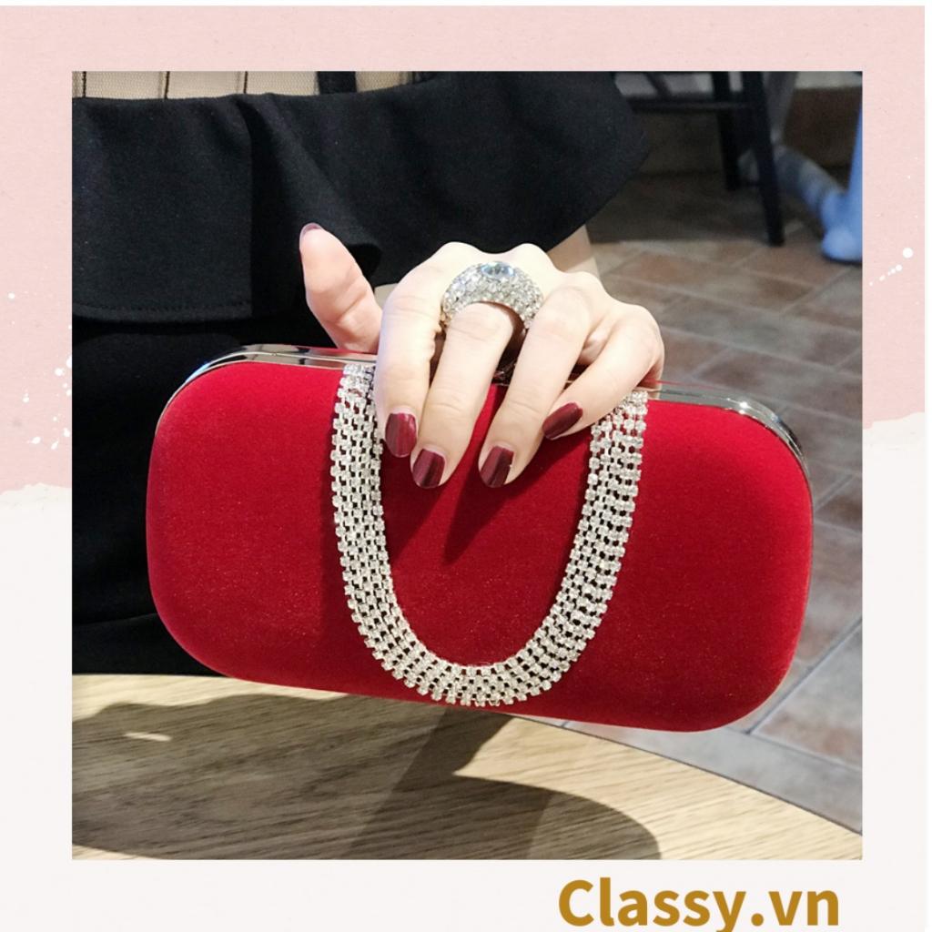 Cốp nhung - Clutch Classy nhung đi tiệc siêu sang Dài 18 CM X Cao 6 CM, đựng vừa điện thoại, son môi T262