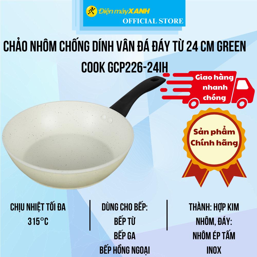 Chảo nhôm chống dính vân đá đáy từ 24 cm Green Cook GCP226-24IH