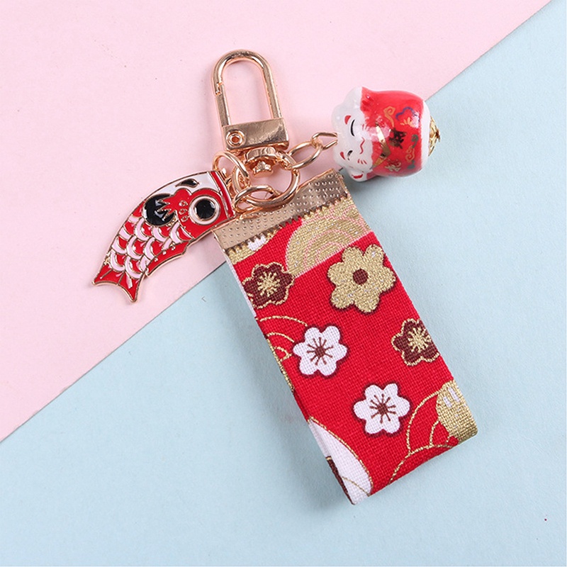 Móc Khóa Hình Cá Coi May Mắn Phong Cách Nhật Bản Dễ Thương | Daruma Có chuông