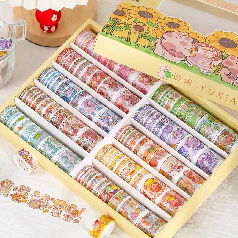 Hộp 100 cuộn washi tape dễ thương