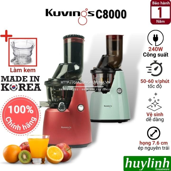 Máy ép chậm Hàn Quốc Kuvings C8000 - Tặng cối làm kem - Mẫu mới 2021 - Hàng Chính Hãng