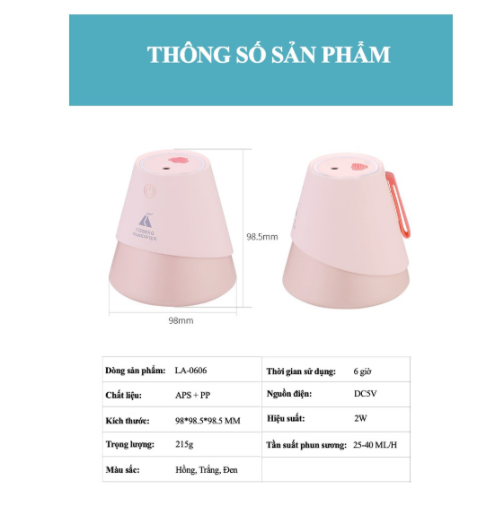 Máy Tạo Ẩm Không Khí 3 In 1 - Máy Phun Sương, Khuếch Tán Tinh Dầu Có Đèn Led Và Quạt USB - Hàng Chính Hãng