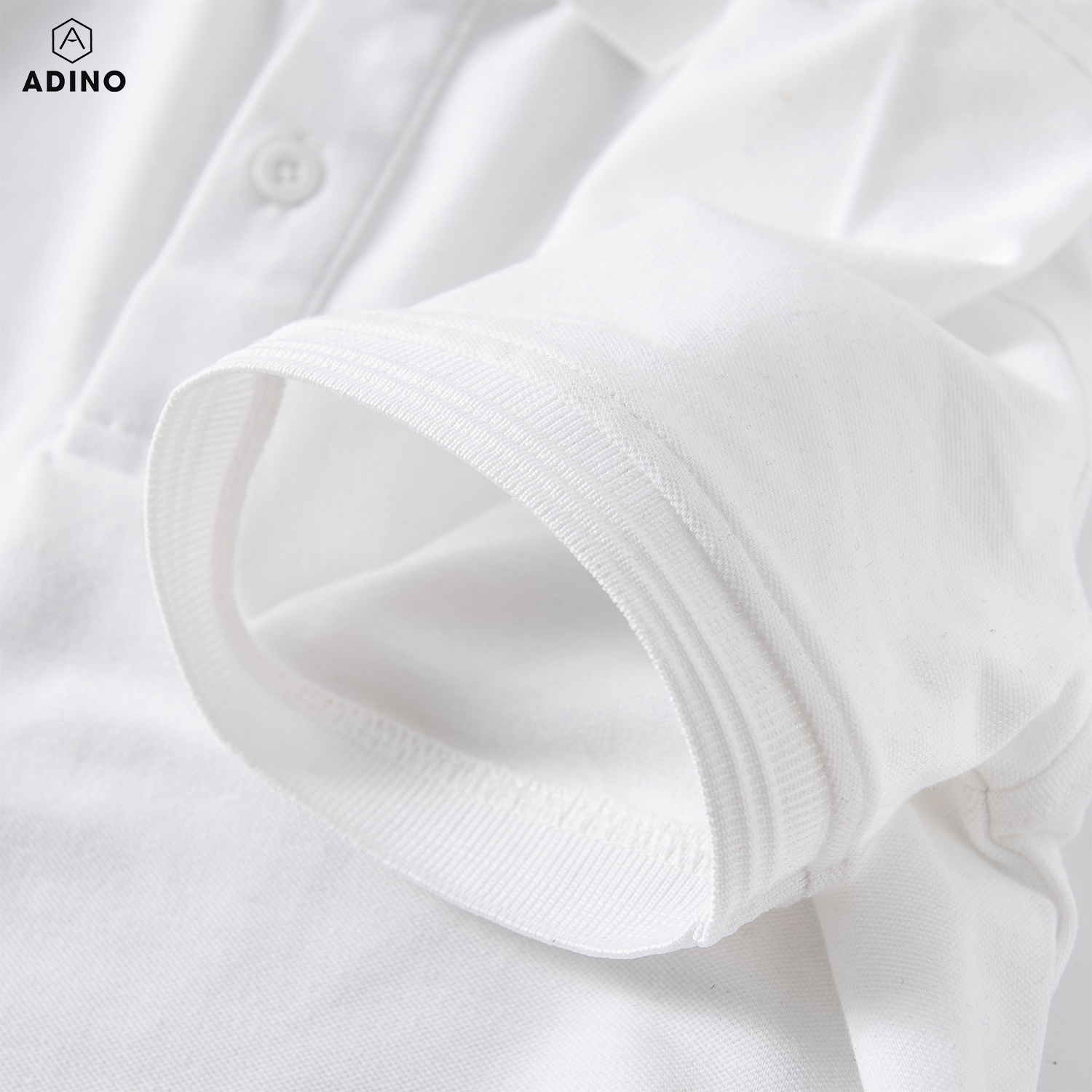 Áo polo nữ màu trắng phối viền chìm ADINO vải cotton polyester mềm dáng slimfit công sở hơi ôm trẻ trung APN03