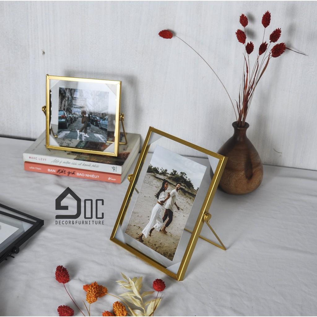 Khung ảnh để bàn hiện đại mặt kính viền kim loại cao cấp nhiều kích thước - Miễn phí in ảnh Góc decor