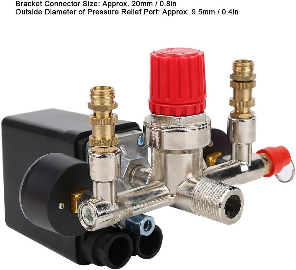 Công tắc áp suất máy nén khí Bộ điều chỉnh Manifold Hệ mét 90-120PSI Van điều khiển ống đầu ra kép có thể điều chỉnh Thường nằm ngang Đồng hồ đo công tắc kép