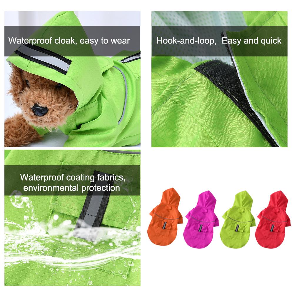 Summer Outdoor Puppy Pet Rain Coat with Reflective Stripe Waterproof Jackets Raincoat for Dogs Cats Apparel Clothes