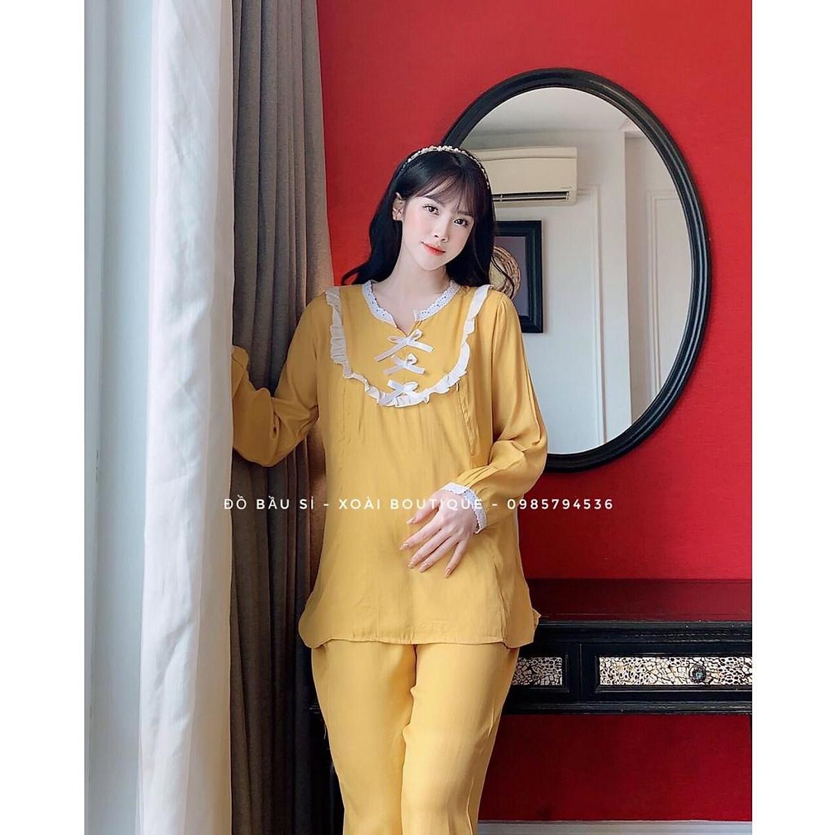 Bộ bầu dài chất đũi Hàn trơn cao cấp nhiều màu, mặc ở nhà ra ngoài đều đc quần có chun chỉnh️