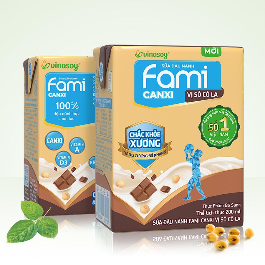 Thùng sữa đậu nành Fami Canxi Vị sô cô la hộp