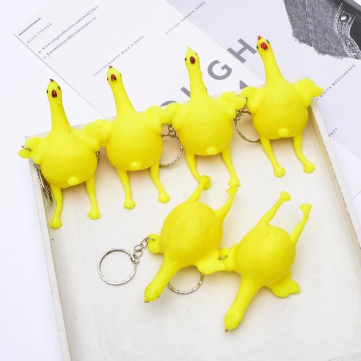 Móc khóa gà đẻ trứng hàng đẹp - Móc chìa khóa gà silicon