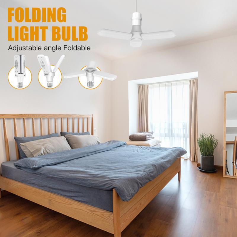 Bóng Đèn LED Siêu Sáng Chiếu Sáng Công Nghiệp E27 Quạt Trần Đèn LED Nhà Để Xe Đèn Gấp Biến Dạng Cho Nhà Xưởng Nhà