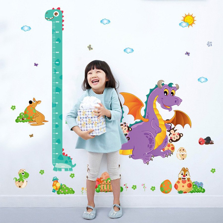 Thước Decal Đo Chiều Cao Dán Tường cho Bé Hình Con Vật Đáng Yêu - Lalala Baby