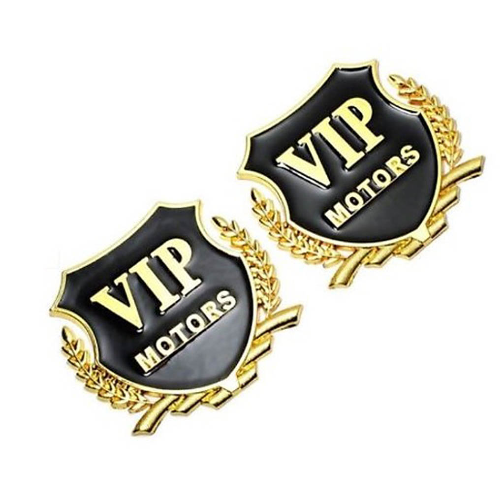 Bộ 2 Logo VIP Motors Kim Loại Dán Trang Trí Ô Tô - Có Keo Dán 3M Đi Kèm