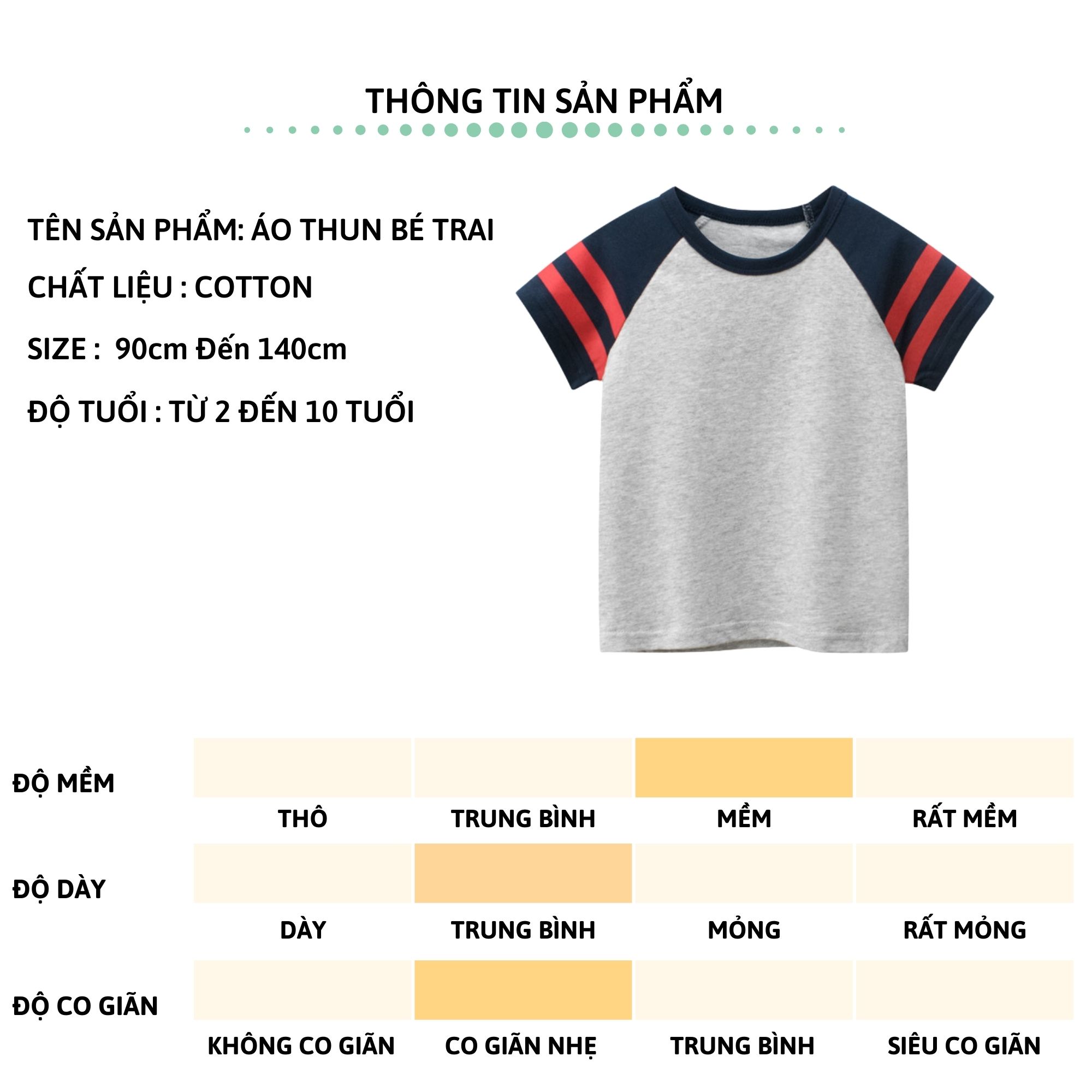 Áo thun bé trai ngắn tay 27Kids áo cộc nam 100% Cotton cho trẻ từ 2-10 tuổi BSTS6