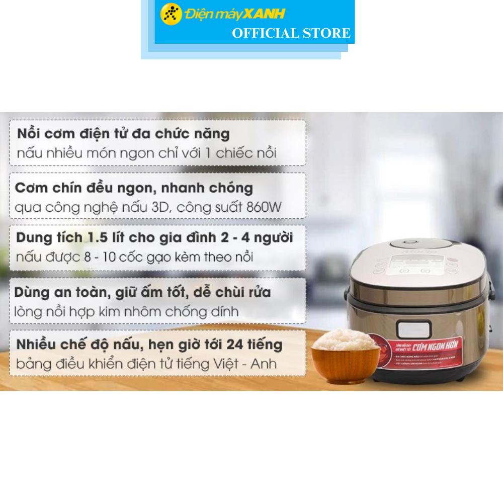 Nồi cơm điện tử Sunhouse mama 1.5 lít SHD8915 - Hàng Chính Hãng