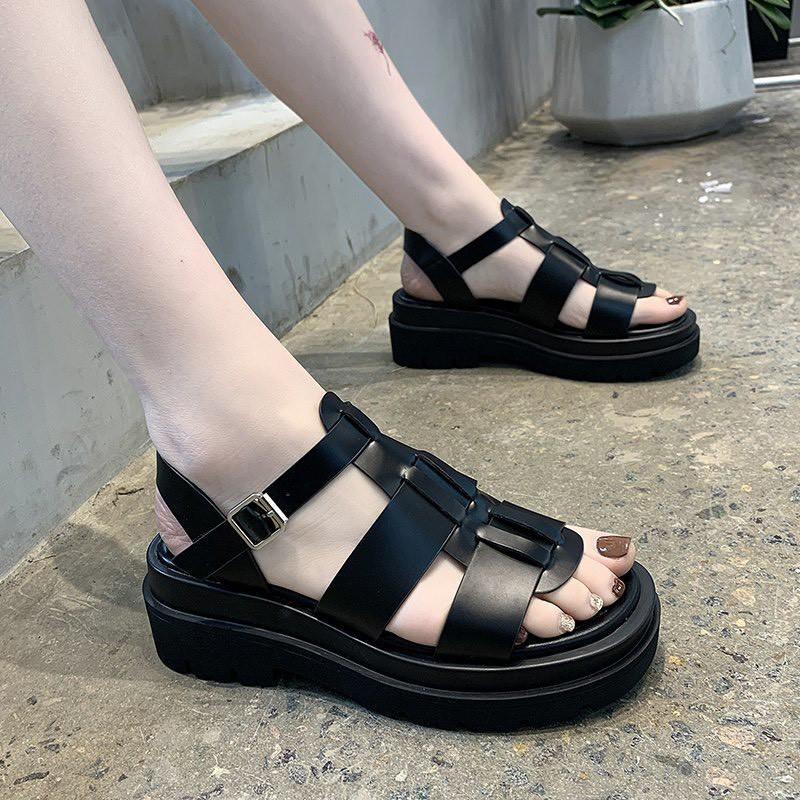 Sandal Nữ Độn Đế Học Sinh Quai Đan Chiến Binh Đế Êm