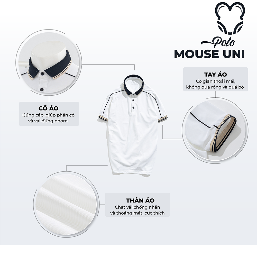 Áo Polo nam/ Áo thun nam cổ bẻ - MOUSE UNI Basic - Vải cá sấu lạnh xuất khẩu - Form chuẩn, sang trọng, thanh lịch, thời thượng