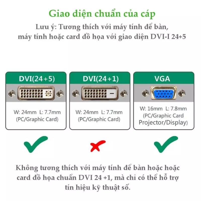 Ugreen UG3049930499TK 15CM màu Đen Cáp chuyển DVI 24 + 5 dương sang VGA â - HÀNG CHÍNH HÃNG