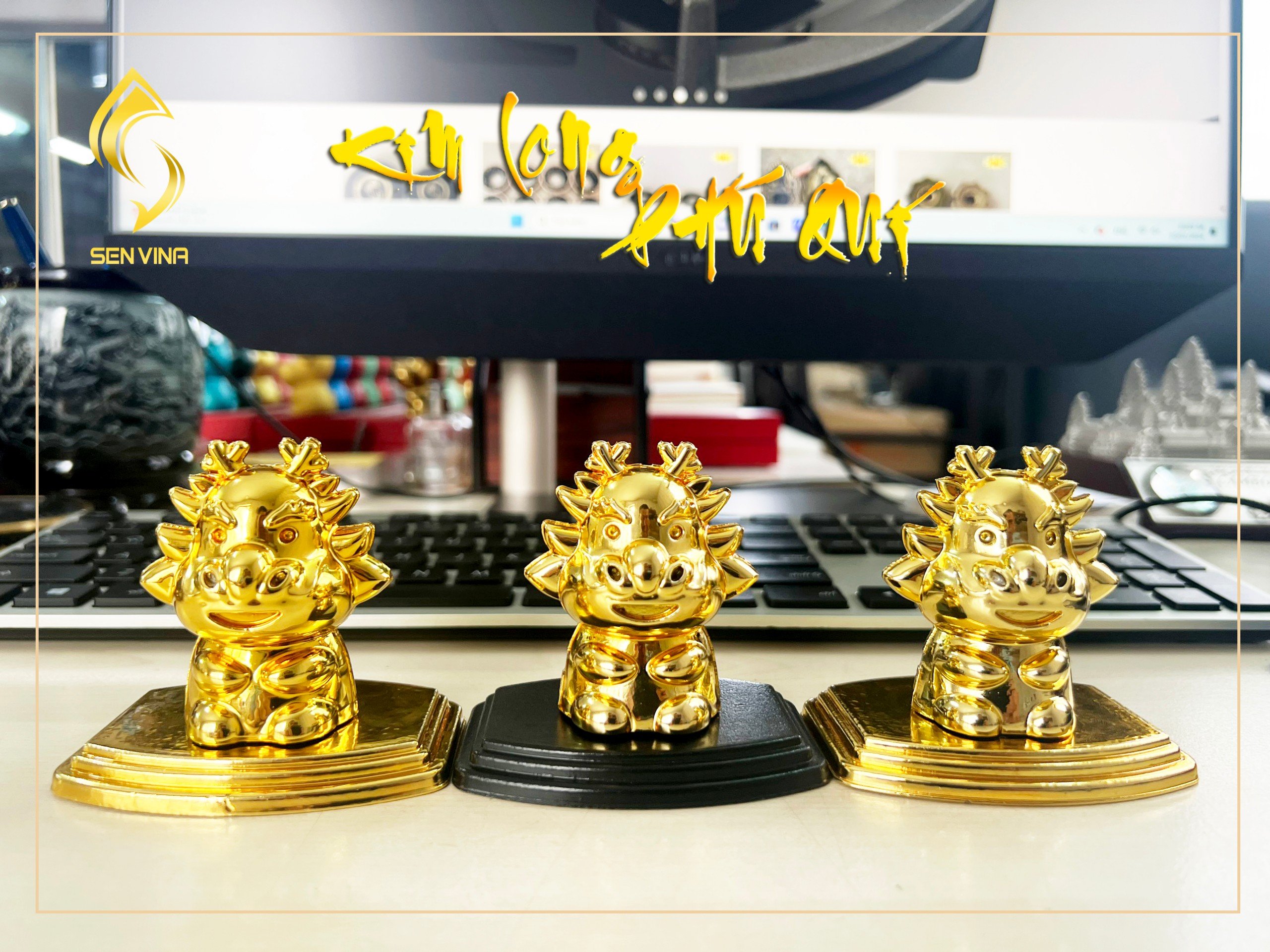 Tượng Rồng bipi️ ”KIM LONG PHÚ QUÝ” phiên bản VÀNG GOLD 24K