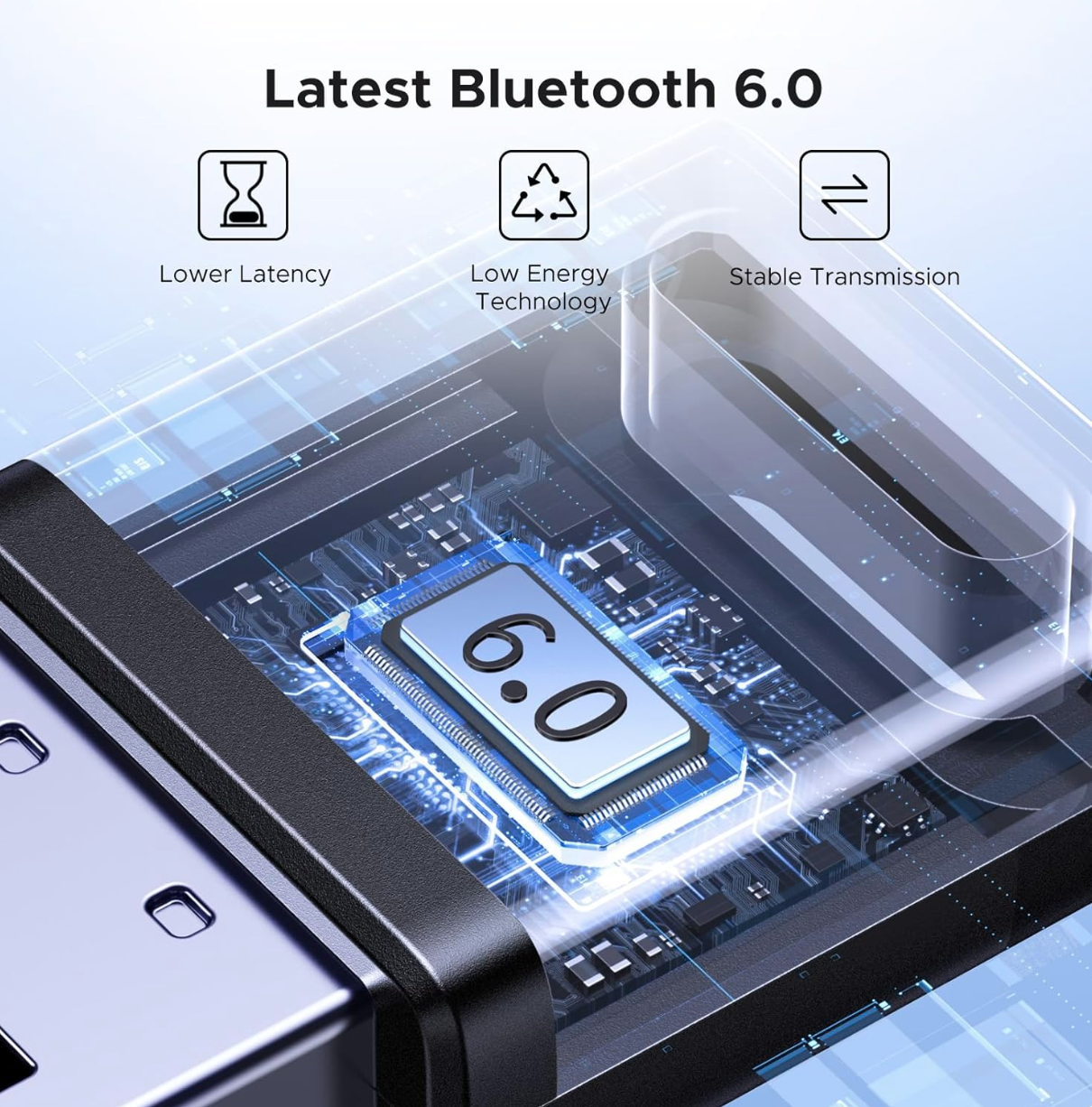 USB Bluetooth 6.0 Ugreen 75073 Hỗ Trợ EDR & BLE, Cắm Là Dùng (Plug & Play) Trên Windows 11/10/8.1 – Tương Thích Tai Nghe, Bàn Phím, Chuột, Loa, Máy In- Hàng Chính Hãng