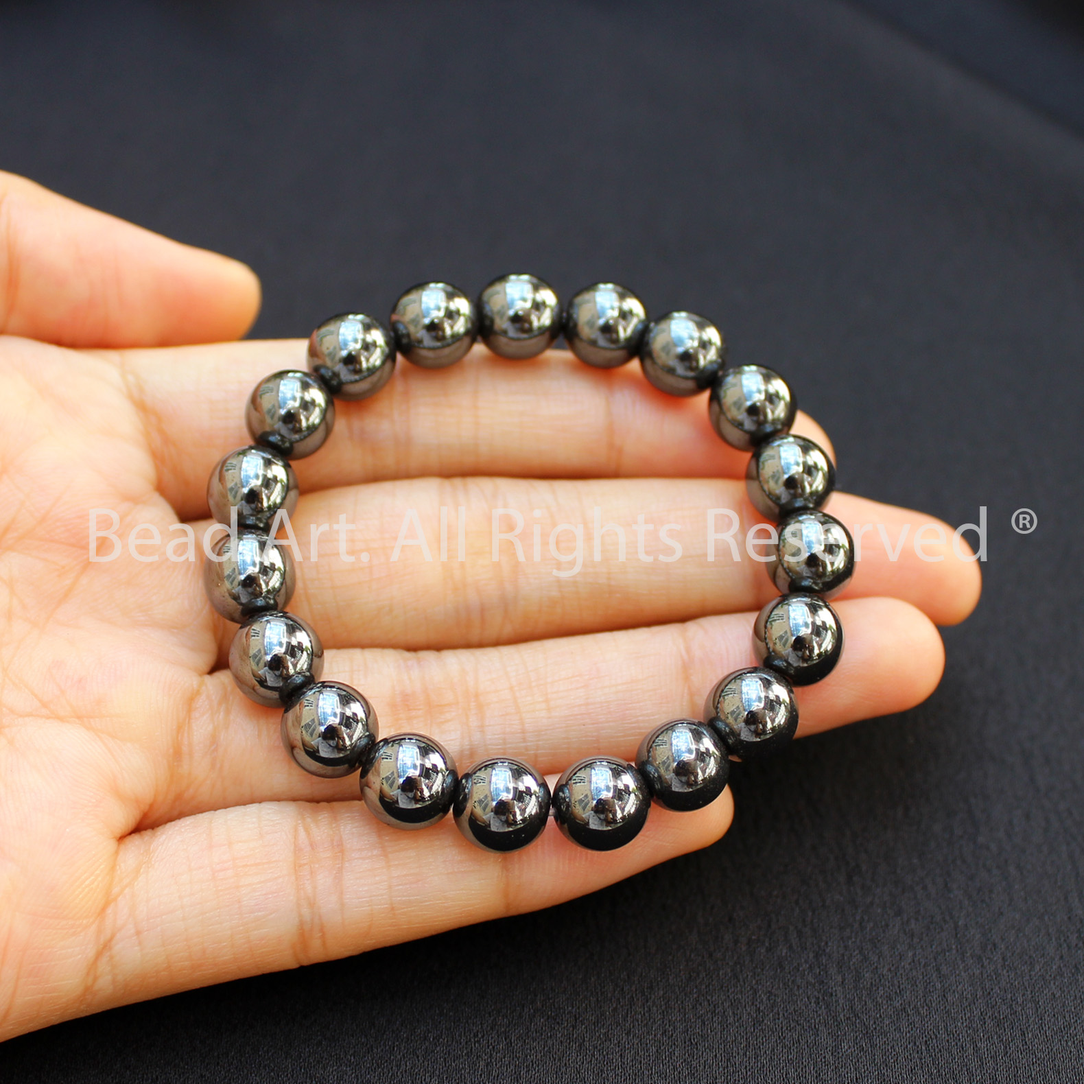 Vòng Tay 8MM Đá Hematite Màu Đen Tự Nhiên, Mệnh Thủy, Mộc, Vòng Tay Phong Thuỷ, Chuỗi Hạt - Bead Art