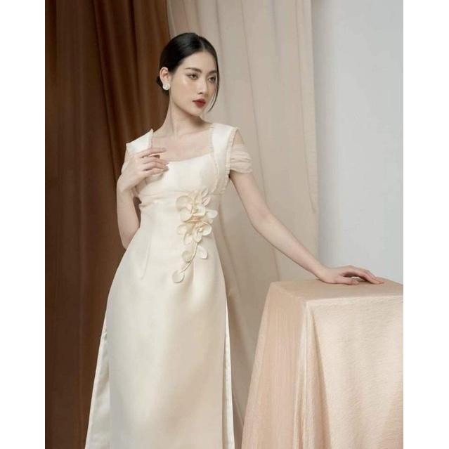 Áo dài tapta kết hoa thủ công đính kết cao cấp hàng may kĩ đẹp giá sỉ chuẩn thiết kế kèm ảnh thật 100₫