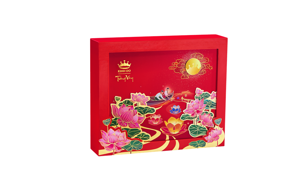 [DÒNG CAO CẤP - HỘP 4 BÁNH X160G] Bánh Trung Thu Kinh Đô Trăng Vàng Hồng Ngọc An Thịnh (Đỏ) - Mã bánhHND