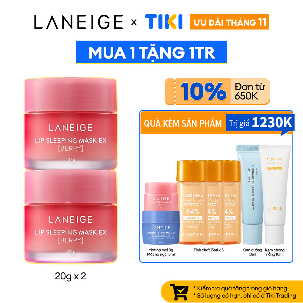 Bộ Mặt Nạ Ngủ Dưỡng Môi Laneige Lip Sleeping Mask Berry EX 20g x 2