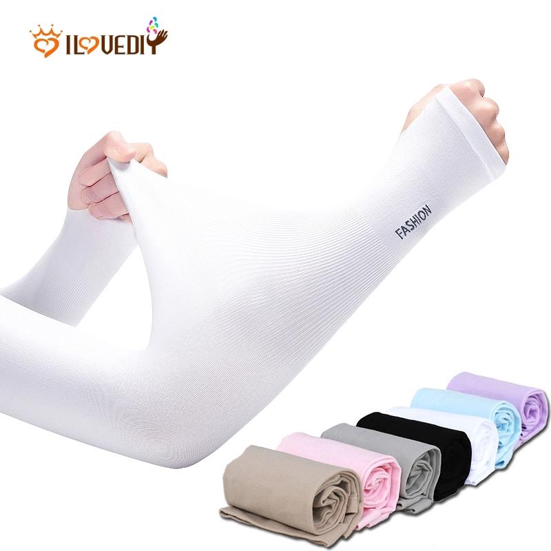 Men Women Thin Long Arm Sleeves / Sun UV Protection Ice Cooling Arm Sleeves /Cycling Running Climbing Driving Hand Cover