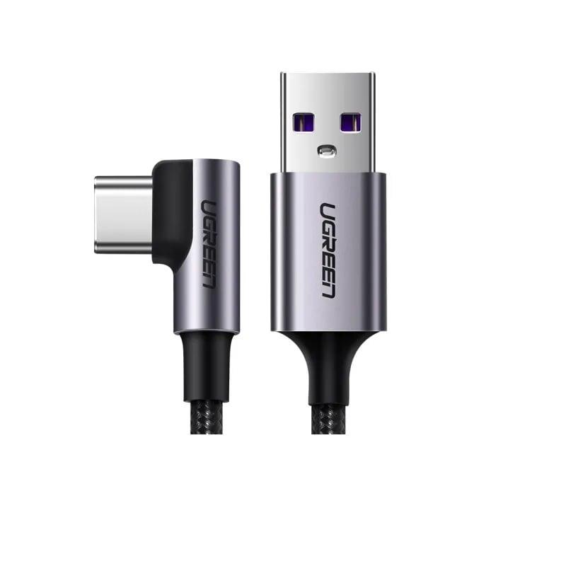 Ugreen UG60730US302TK 1m cáp usb a thẳng ra type c vuông góc 90 độ 5a sạc siêu nhanh bọc nhôm chống nhiễu - HÀNG CHÍNH HÃNG