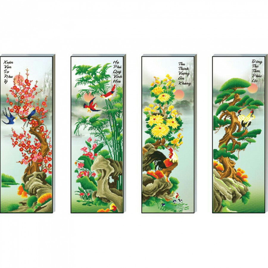 Tranh đính đá TỨ QUÝ - chưa đính