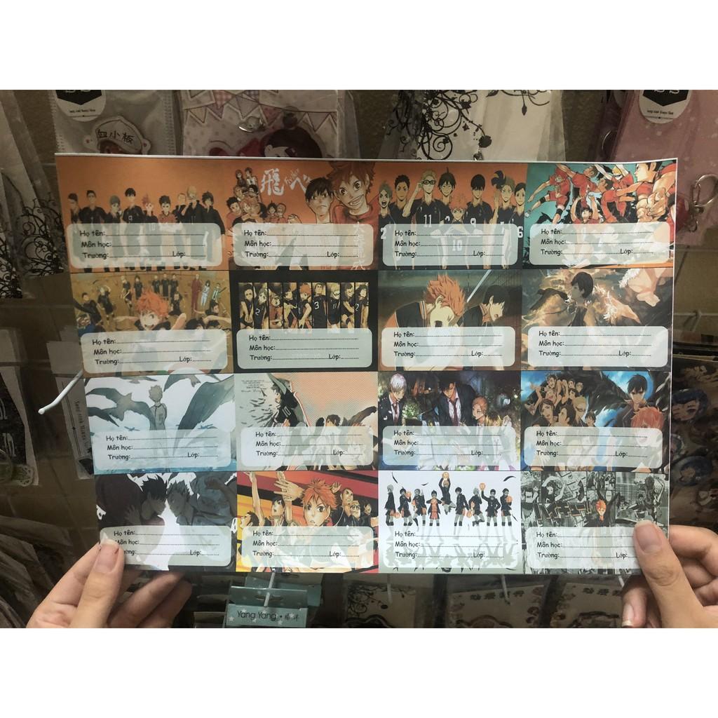 Bộ 16 nhãn vở Anime 3-Haikyuu,Yahari ore Seishun,Code Geass,Tsubasa Chronicle,Nisekoi,Akame ga Kill,Balance: