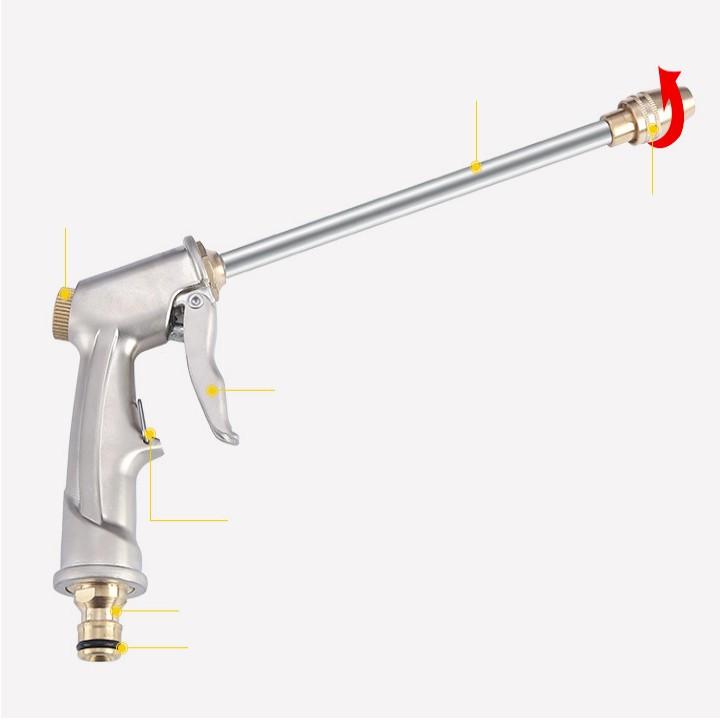 Bộ dây vòi xịt nước rửa xe, tưới cây . tăng áp 3 lần, loại 20m 206701-2 đầu đồng,cút,nối đen + tặng đai