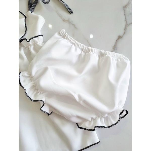 Sét Bộ 2s Màu Trắng Sứ Viền Đen Sang Chảnh