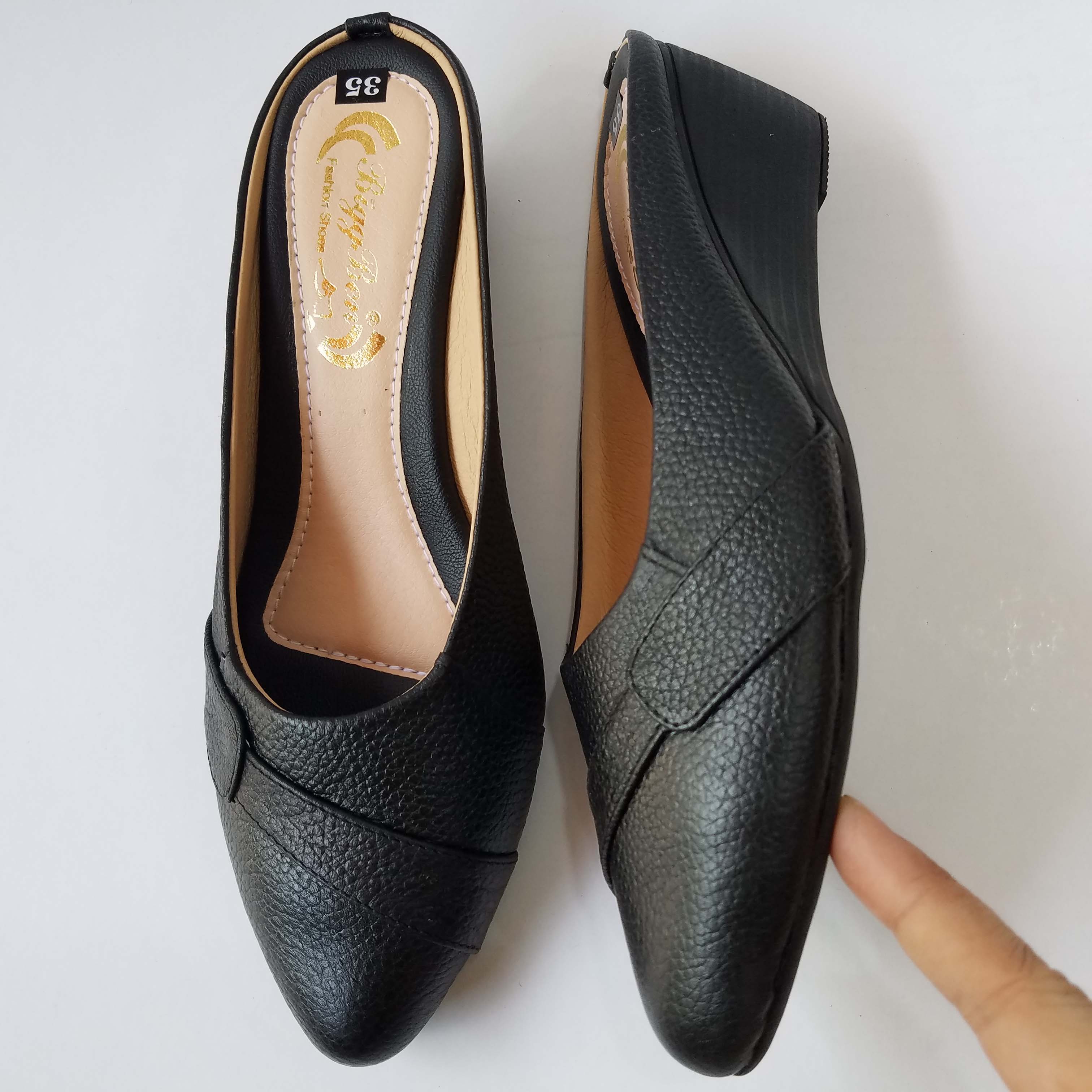 Dép sục nữ da bò thật cao 4,5cm HKT270
